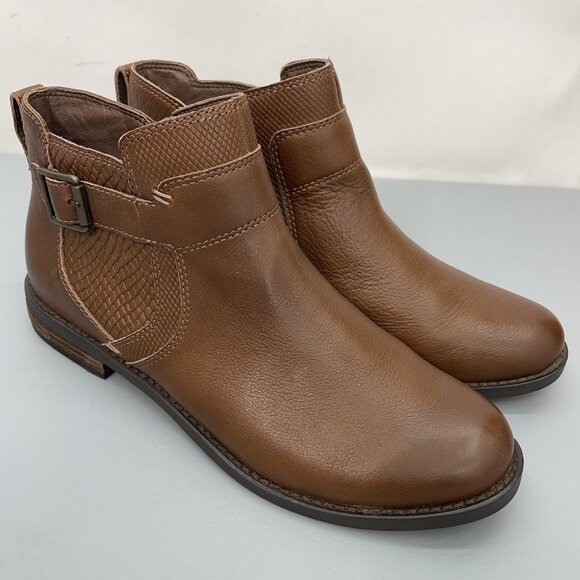 Abeo Yana Ankle Boots Booties Biosystem Side Zip Leather Lined Brown Womens 9 N - Picture 1 of 14